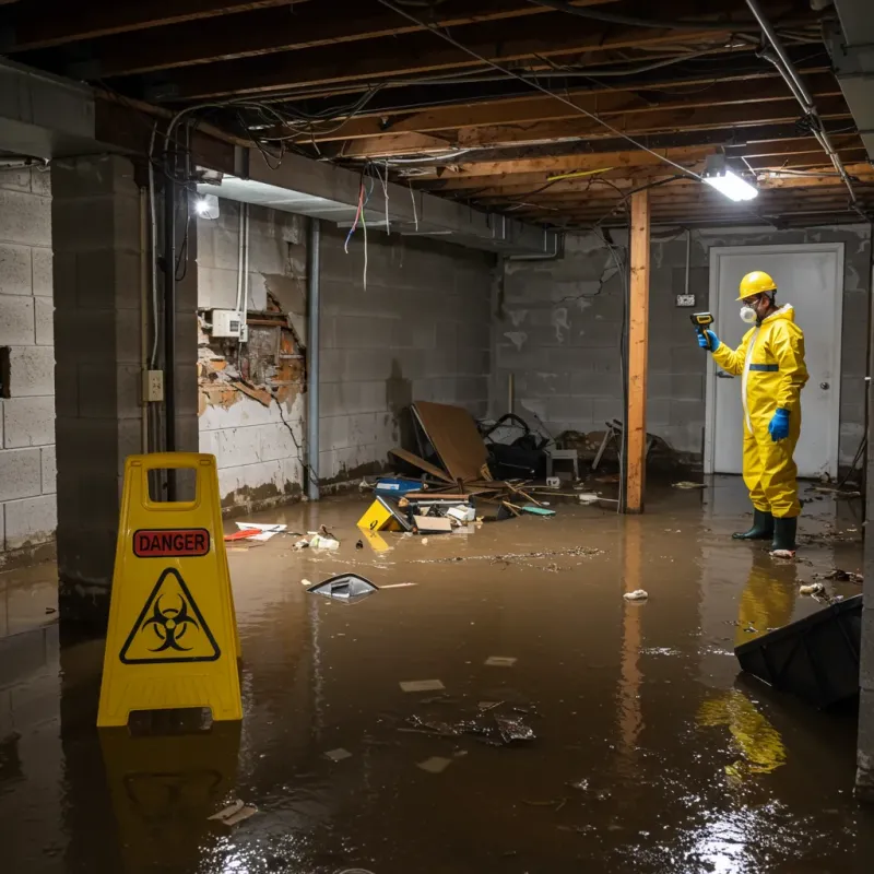 Flooded Basement Electrical Hazard in Southport, IN Property